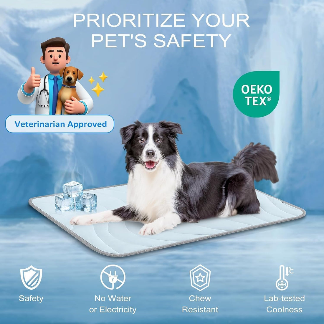 Cozyide Dog Cooling Mat, Q-Max>0.45, 40 L x 28" W, Blue