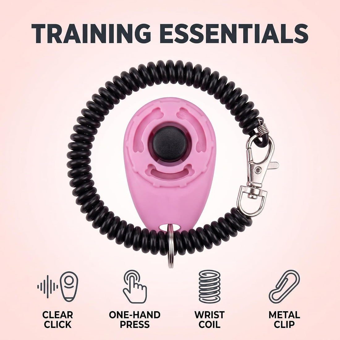 2Pcs Pink Dog Clicker for Training Easy to Use with Button Dog