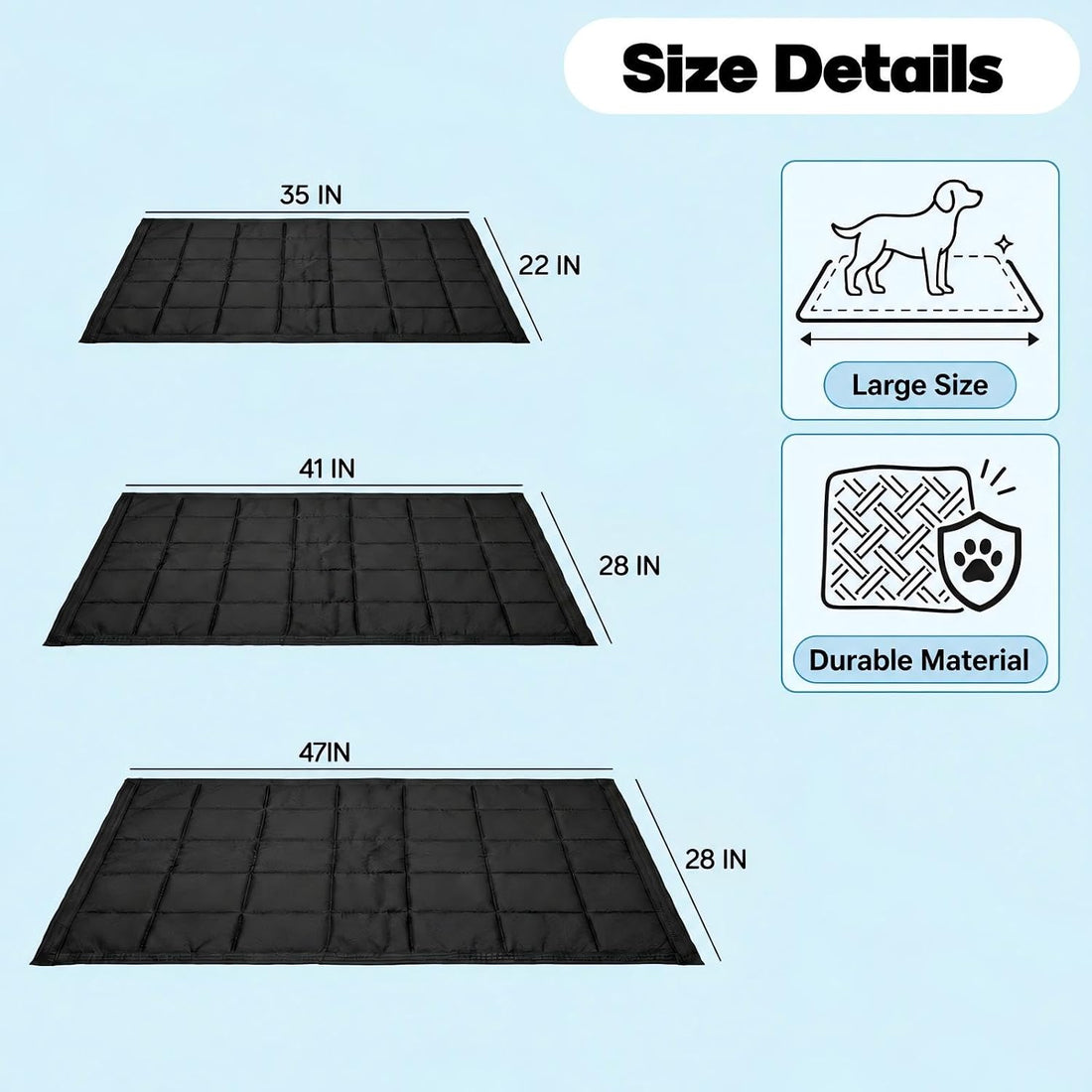 Chew Proof Dog Crate Pad with 8 Tie-Down Straps, Waterproof Dog Bed