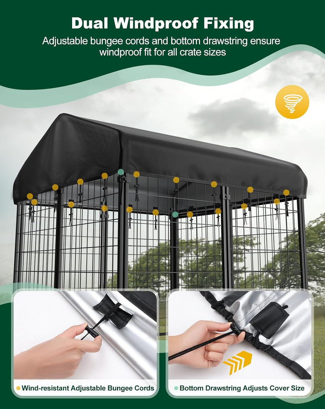 PawGiant 4x4ft 600D Outdoor Dog Kennel Cover Replacement