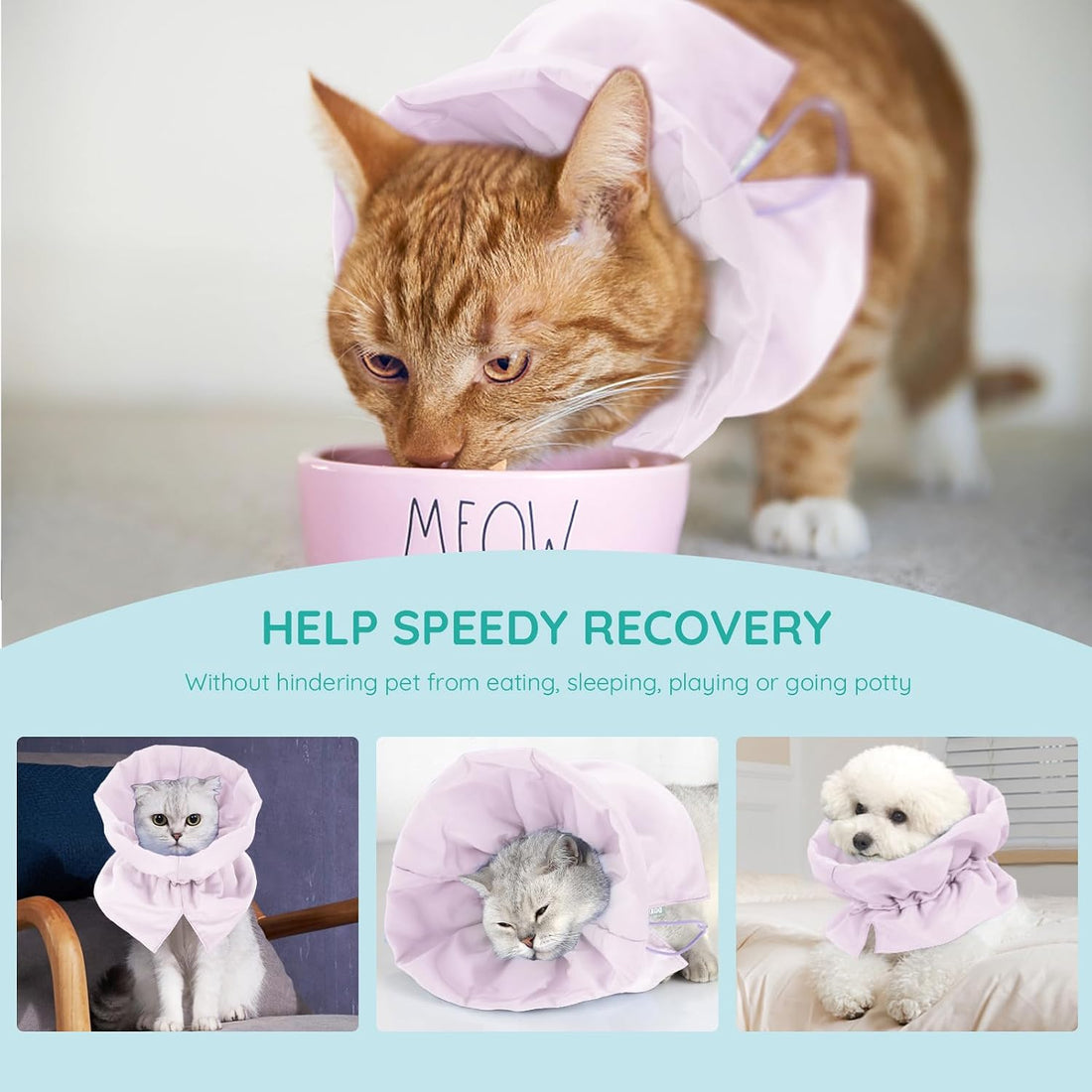 Cat Recovery Collar, Soft Adjustable Cat Cone Alternative