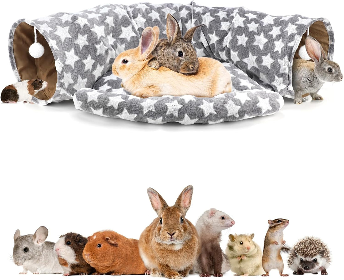 BWOGUE Bunny Tunnel Bed, 2-in-1 Collapsible Rabbit Tunnel Hideout