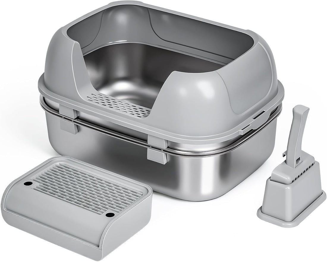 Triple Pan Stainless Steel Sifting Cat Litter Box