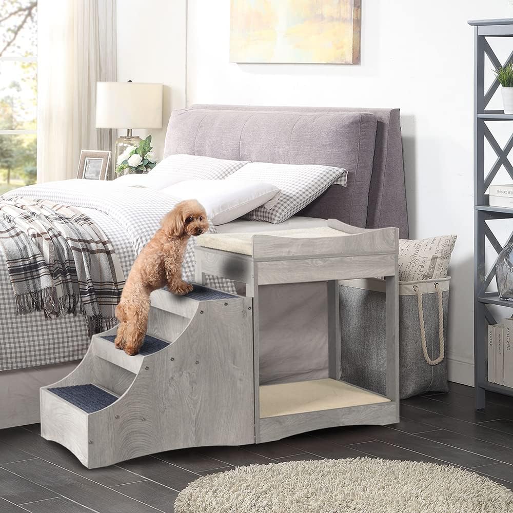 unipaws Pet Bunk Bed with Removable Step for Dog and Cat