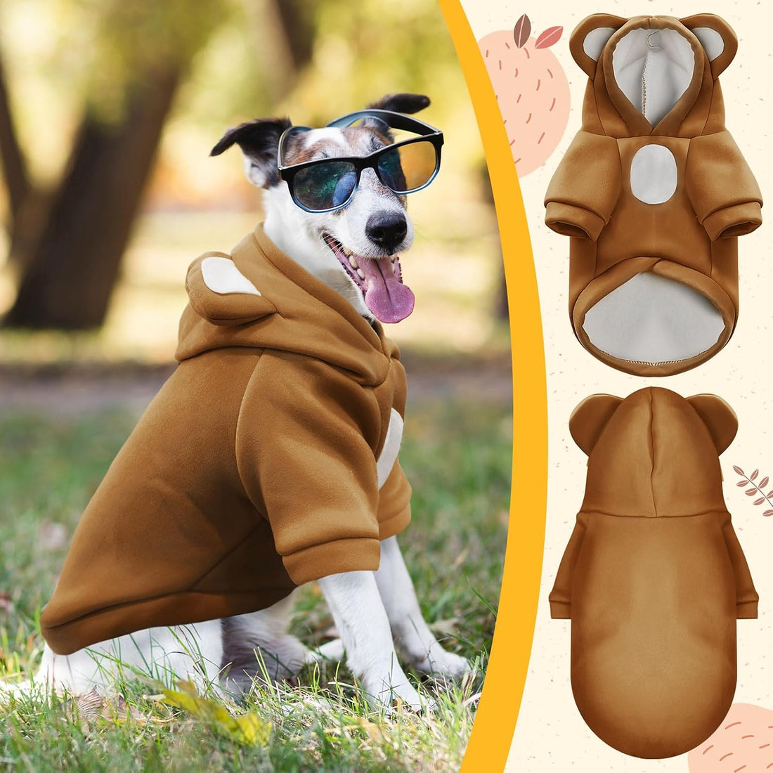 HRTTSY Small Dog Hoodie Soft Warm Fleece Fall Winter Dog Clothes Cute