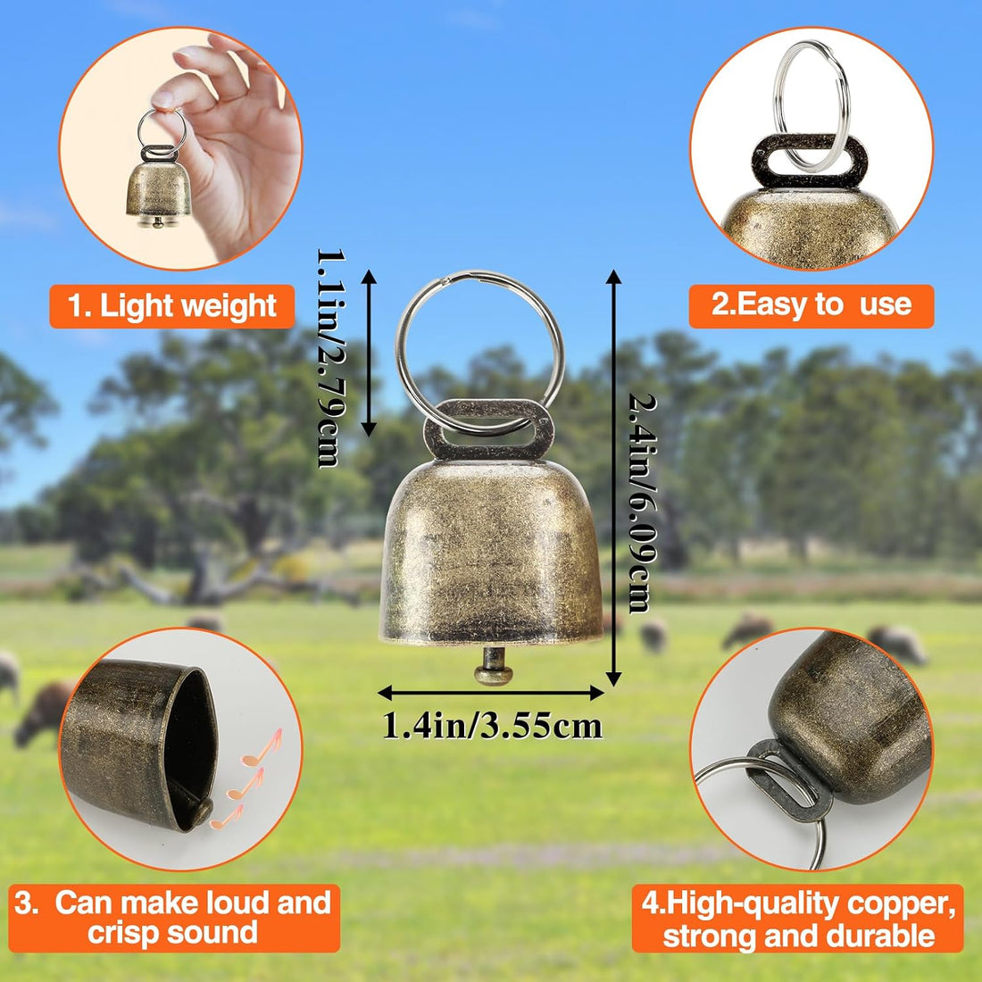 12 Pack Goat Collars with Bells and Number Tags, Adjustable Nylon