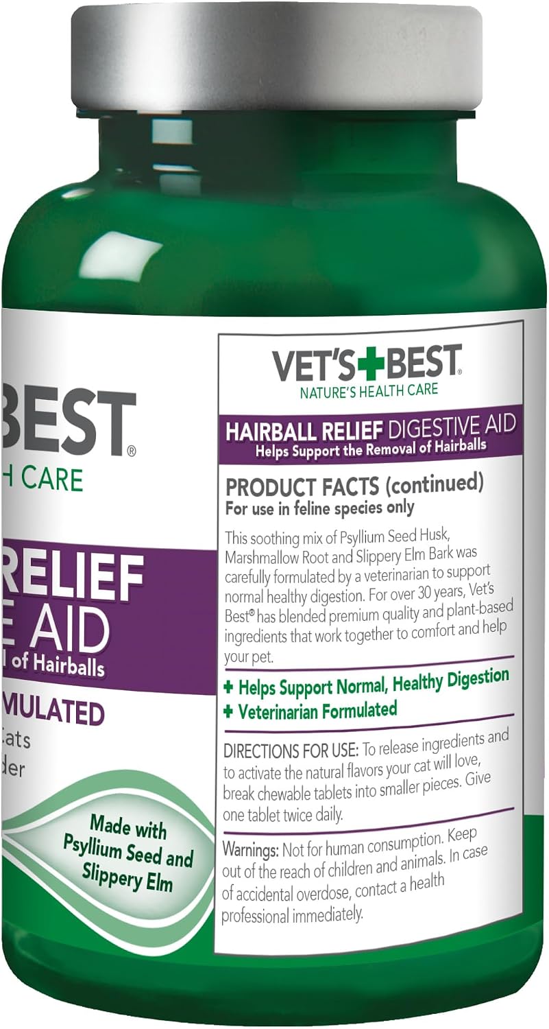 Vet's Best Cat Hairball Relief Chewable Tablets, Relief for Cats