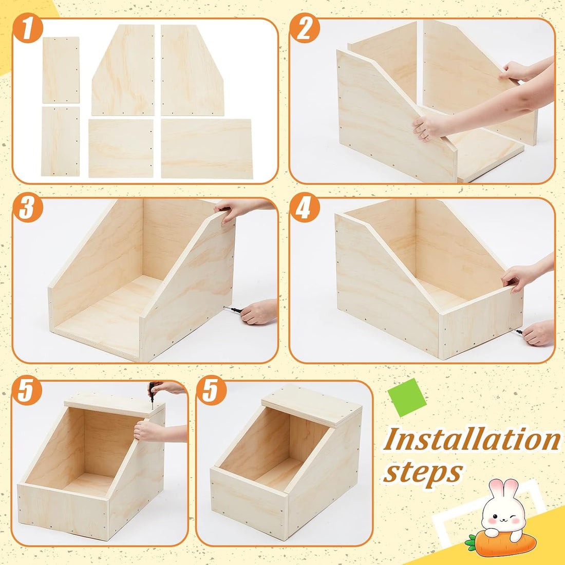 Maxcheck 1 Pack Wooden Rabbit Nesting Box, 16x11x11 Inch Hutch Hideout