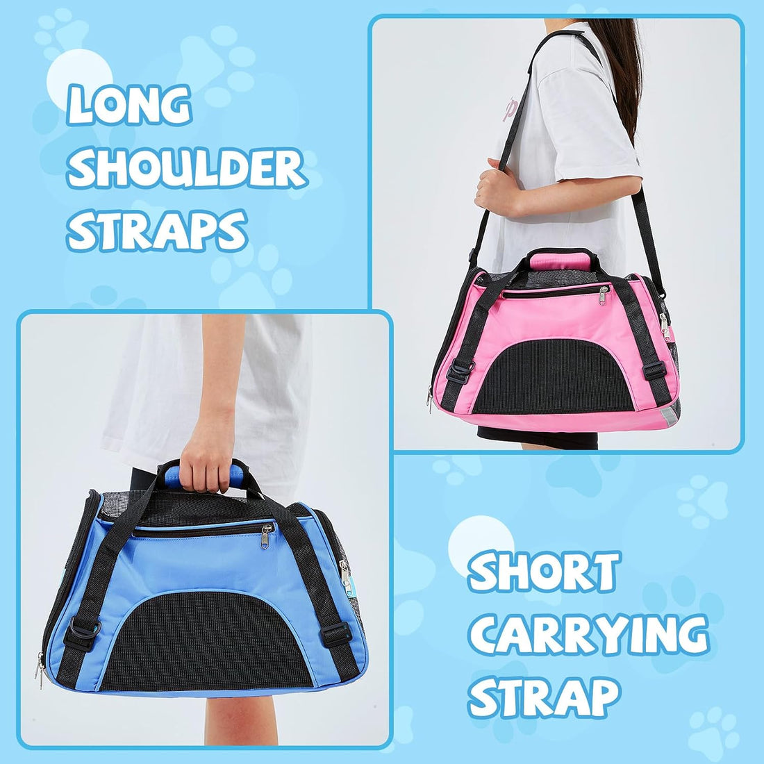 Sweetude 4 Pcs Cat Carrier Soft-Sided Pet Carrying Bag for Cat Under
