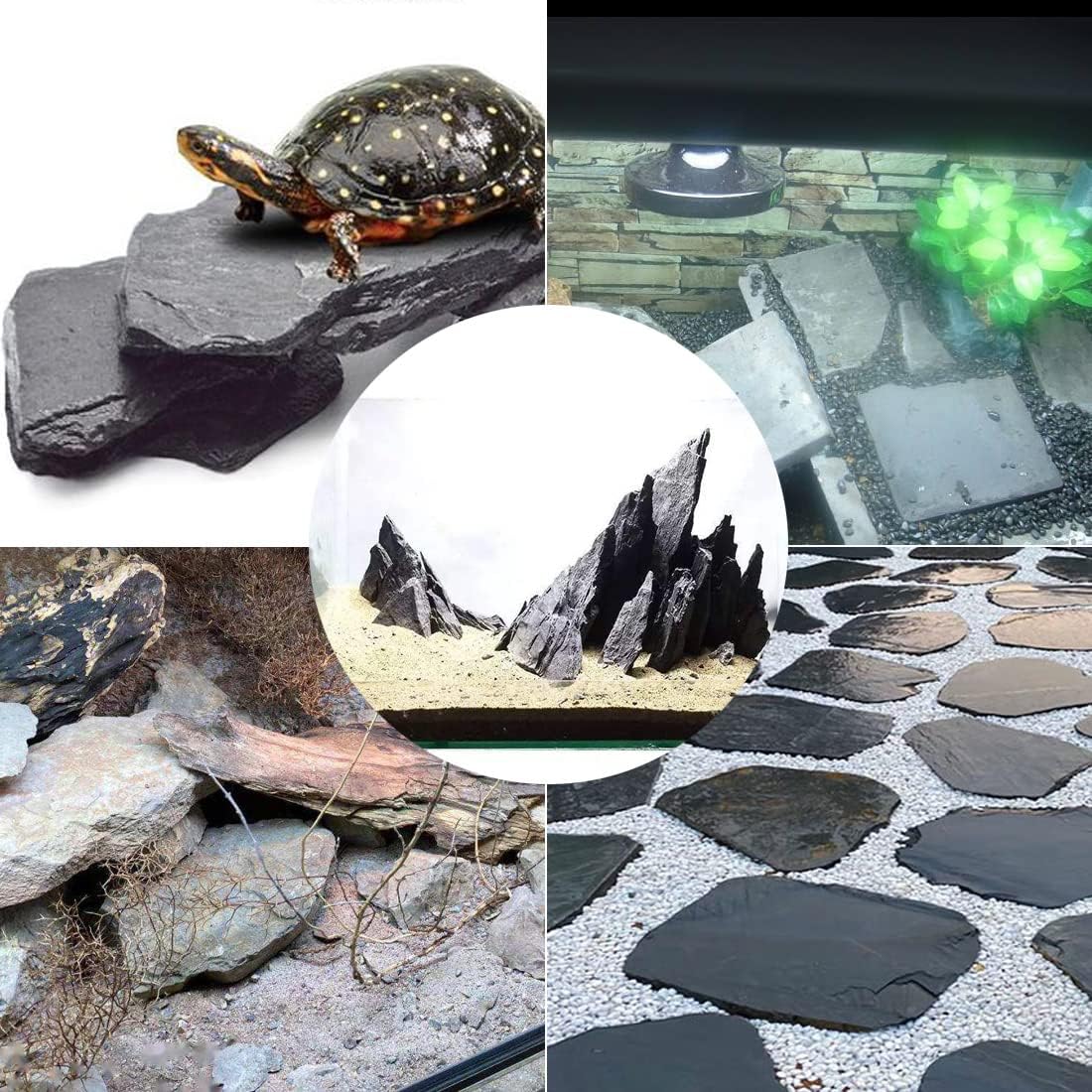 Natural Slate Stone Rocks, Mix of Stones 2 to 3 inches and 1 piece
