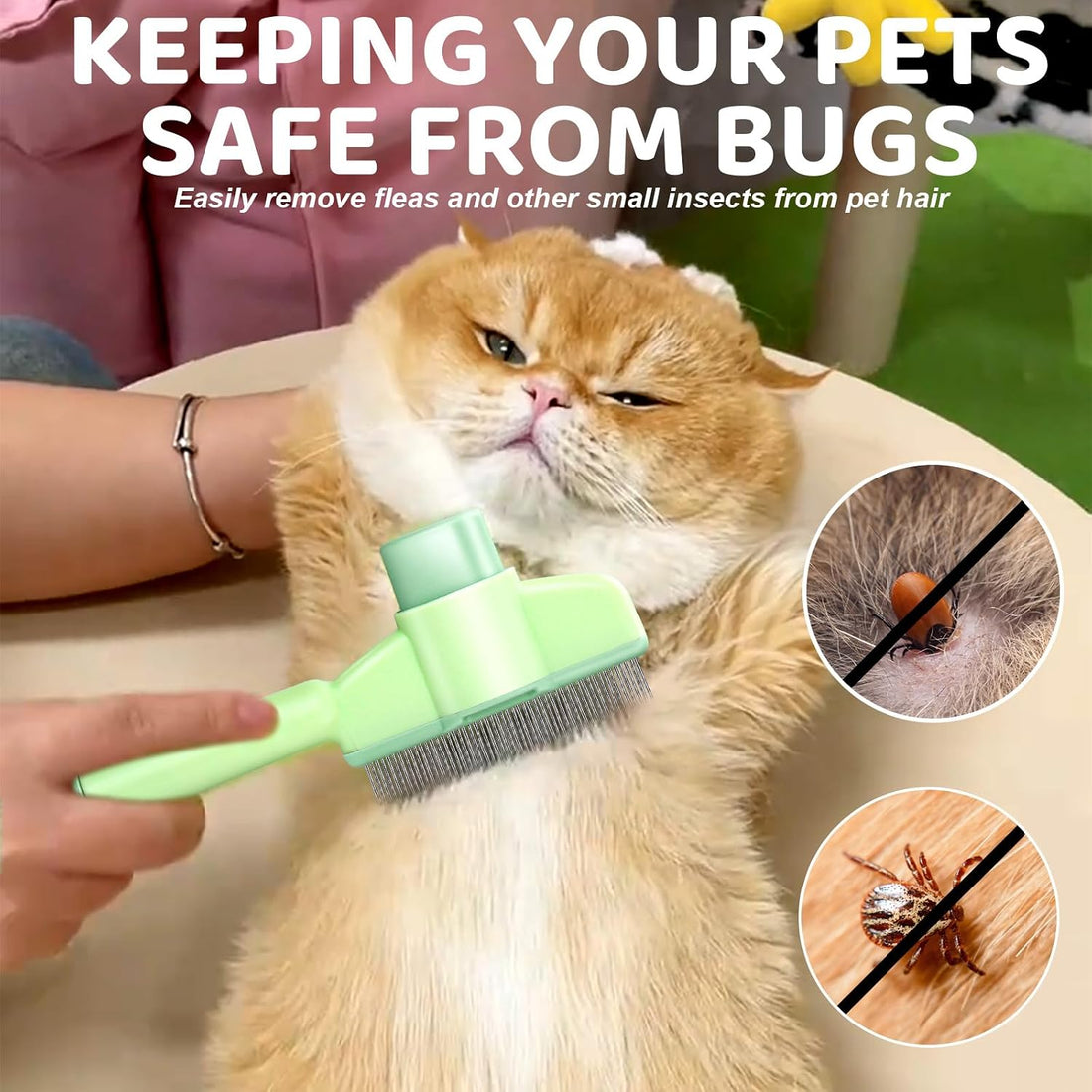 XANGNIER One-click Self Cleaning Cat Comb for Long/Short Haired Cats