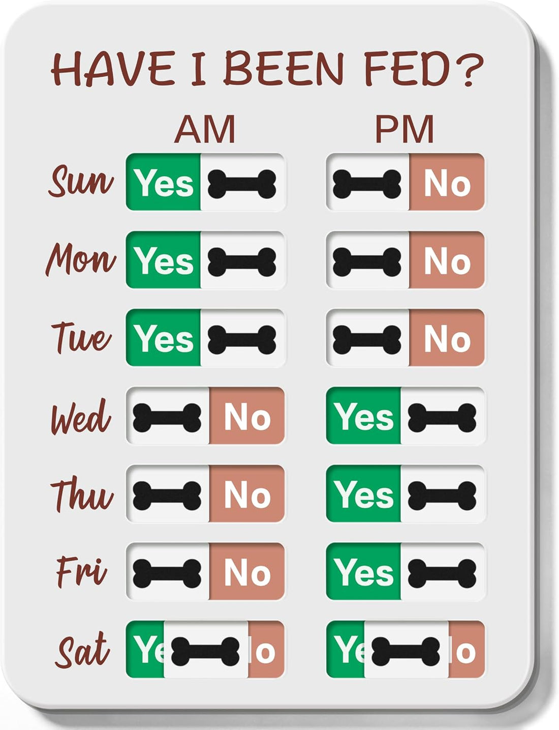Dog Feeding Reminder, Dog Fed Sign Tracker -Daily Am/Pm Chart Slider