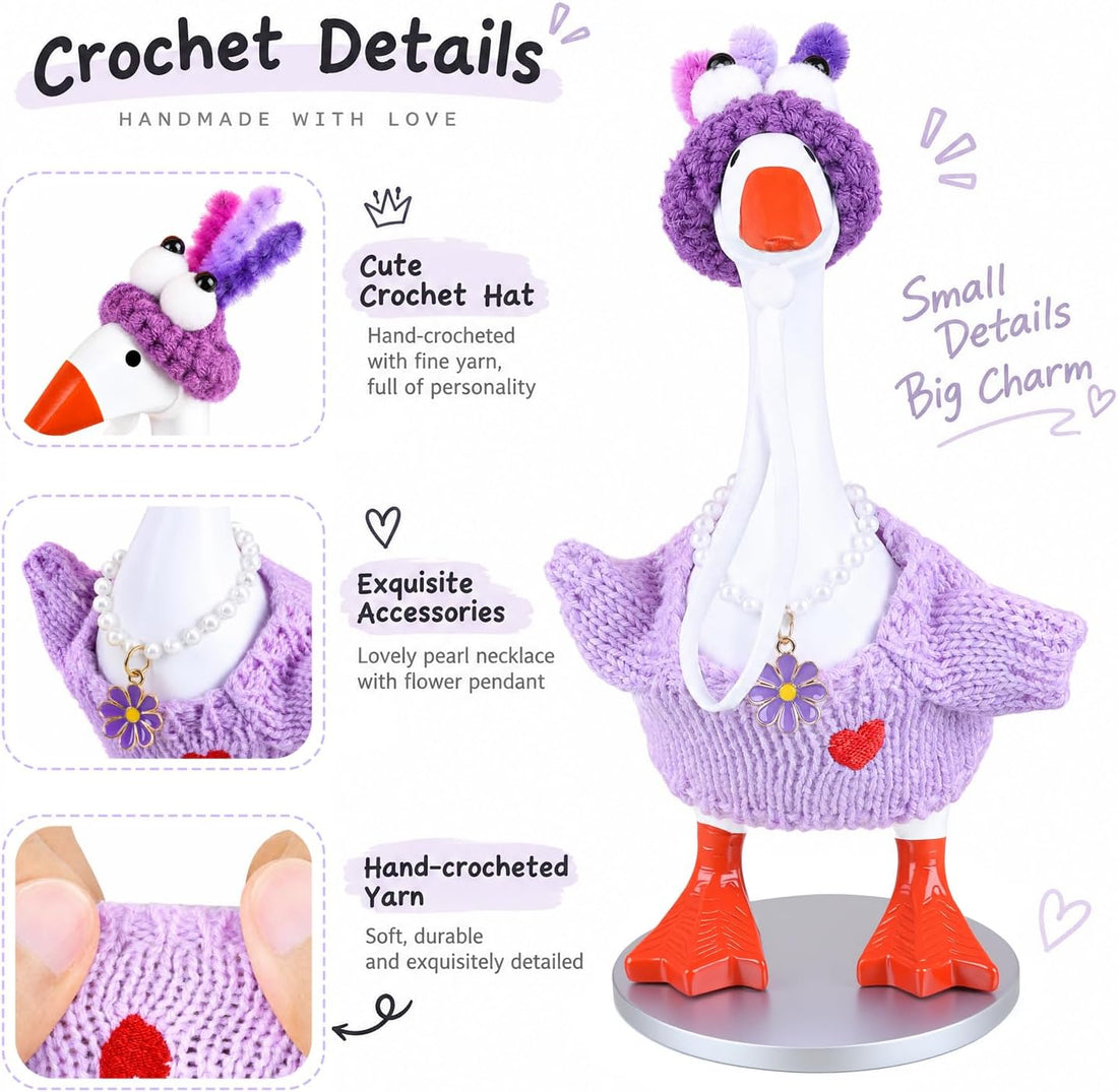 Christmas Desk Goose Outfits 7 Inch, 2 Crochet Sweater Sets
