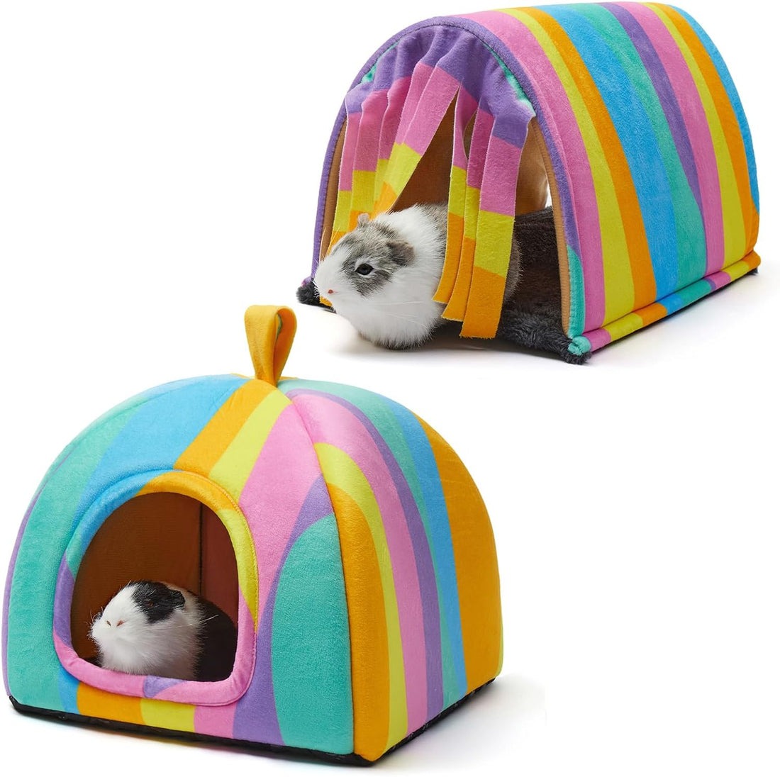 Guinea Pig Hideout Soft Large Bed Tunnel with Door Curtain 2 Pack