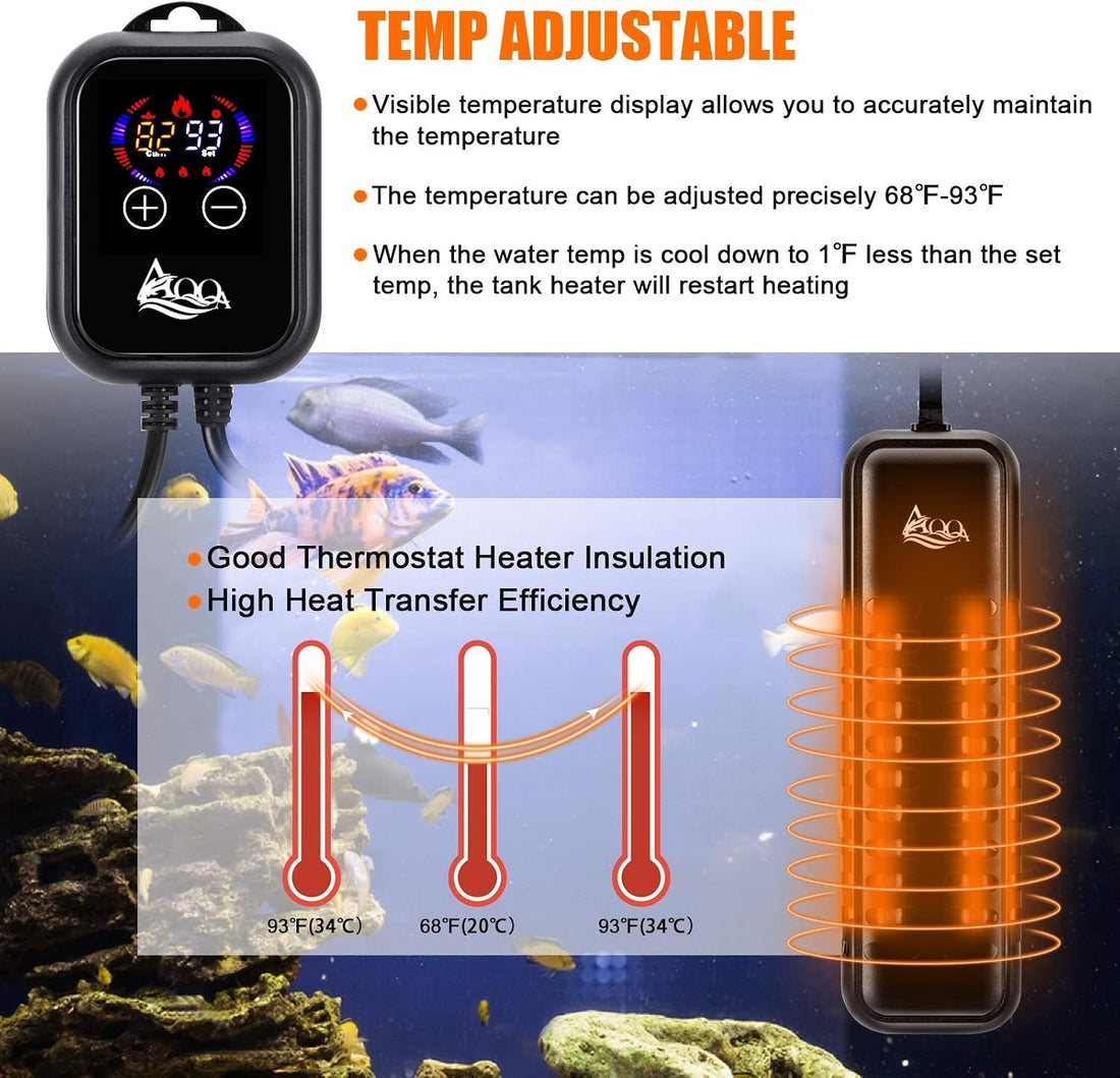 AQQA 1200W Submersible Aquarium Heater for Fish Tank 150-300 Gallon
