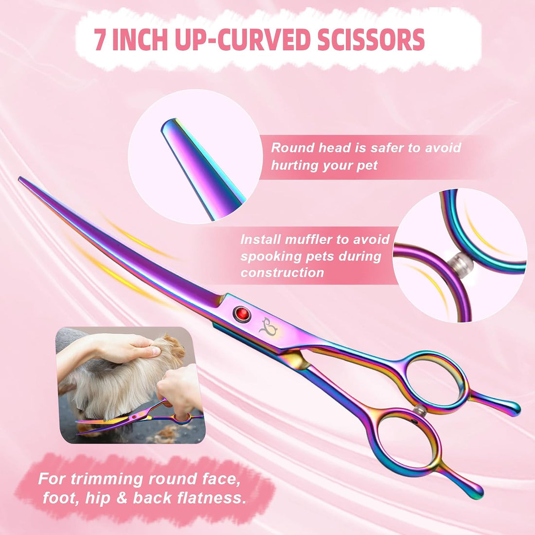Dog Grooming Scissors-7" Dog Grooming Shears Set 6PCS Rainbow