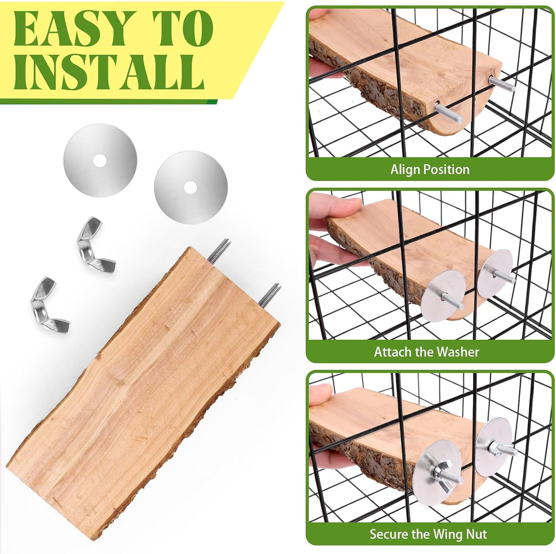 2PCS Large Flat Bird Perch Platform for Cage (6" x 3.15")