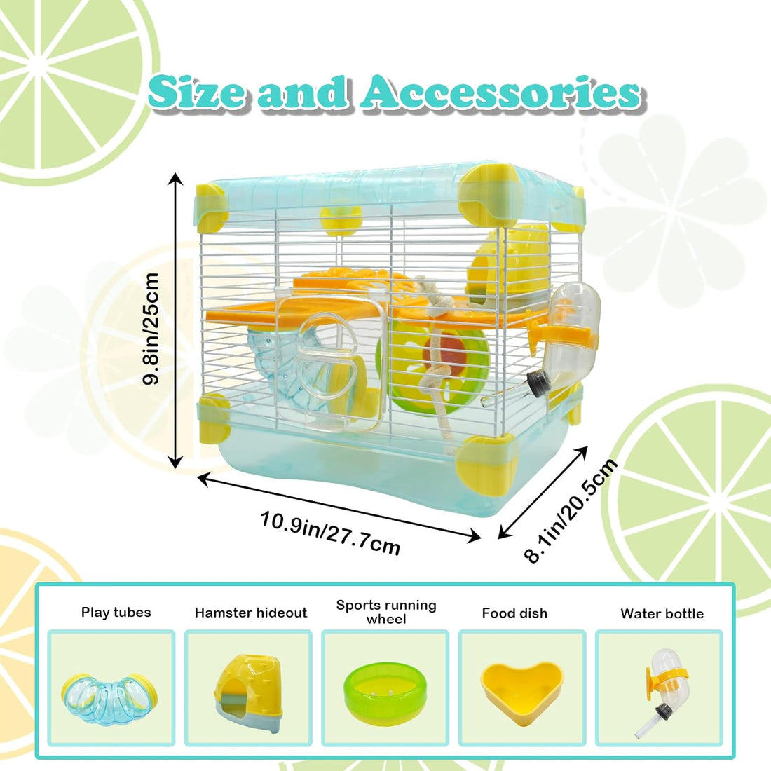 2 Layers Hamster Cage with Tubes Mouse Cage with Accessories Water