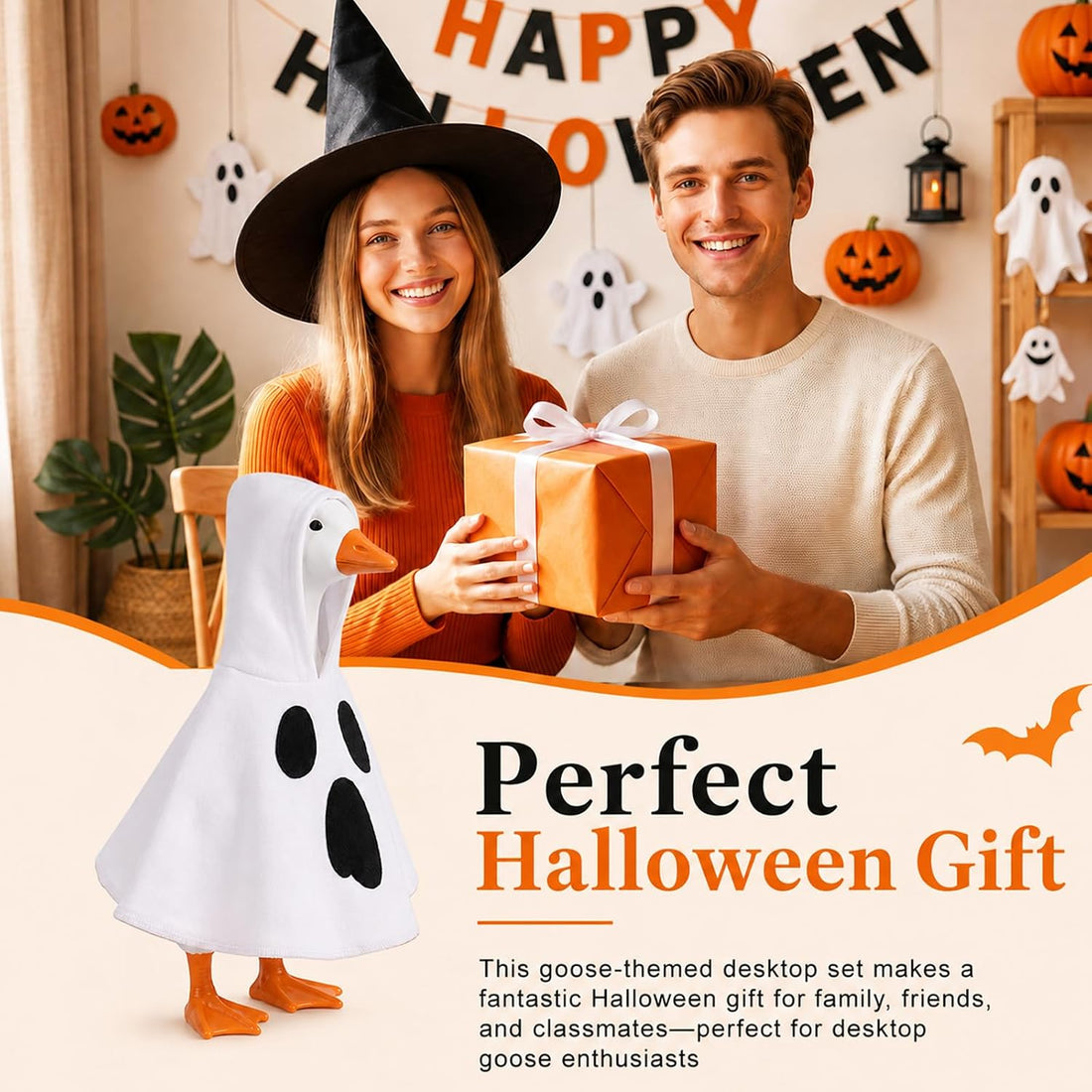 7 Inch Desk Goose Halloween Outfits Ghost Patterns Mini Desk Goose
