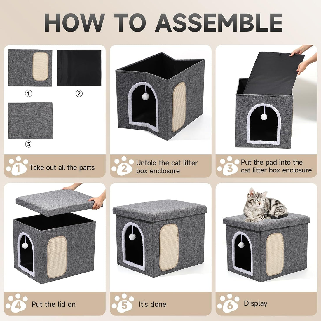 Shikha Hidden Cat Litter Box Enclosure with Scratch Pad & Storage Bag