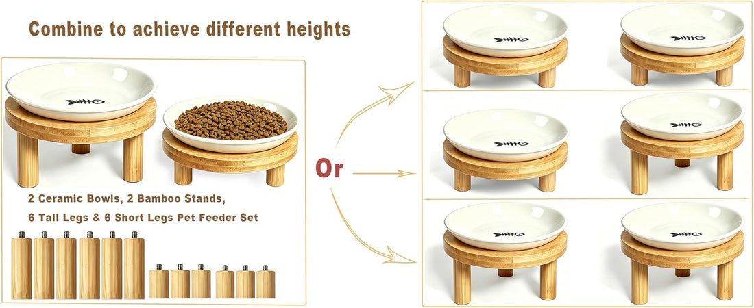 Elevated Cat Bowls Bamboo Stand