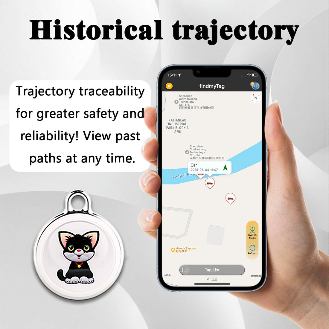 GPS Tracker for Dogs,Mini Cat Tracker,Smart Pet Tracker,No Monthly Fee