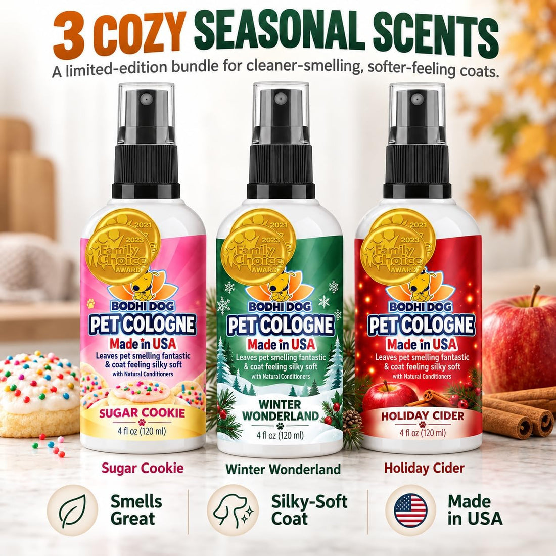 Bodhi Dog Cologne Premium Collection - 3 Cozy Seasonal Scents