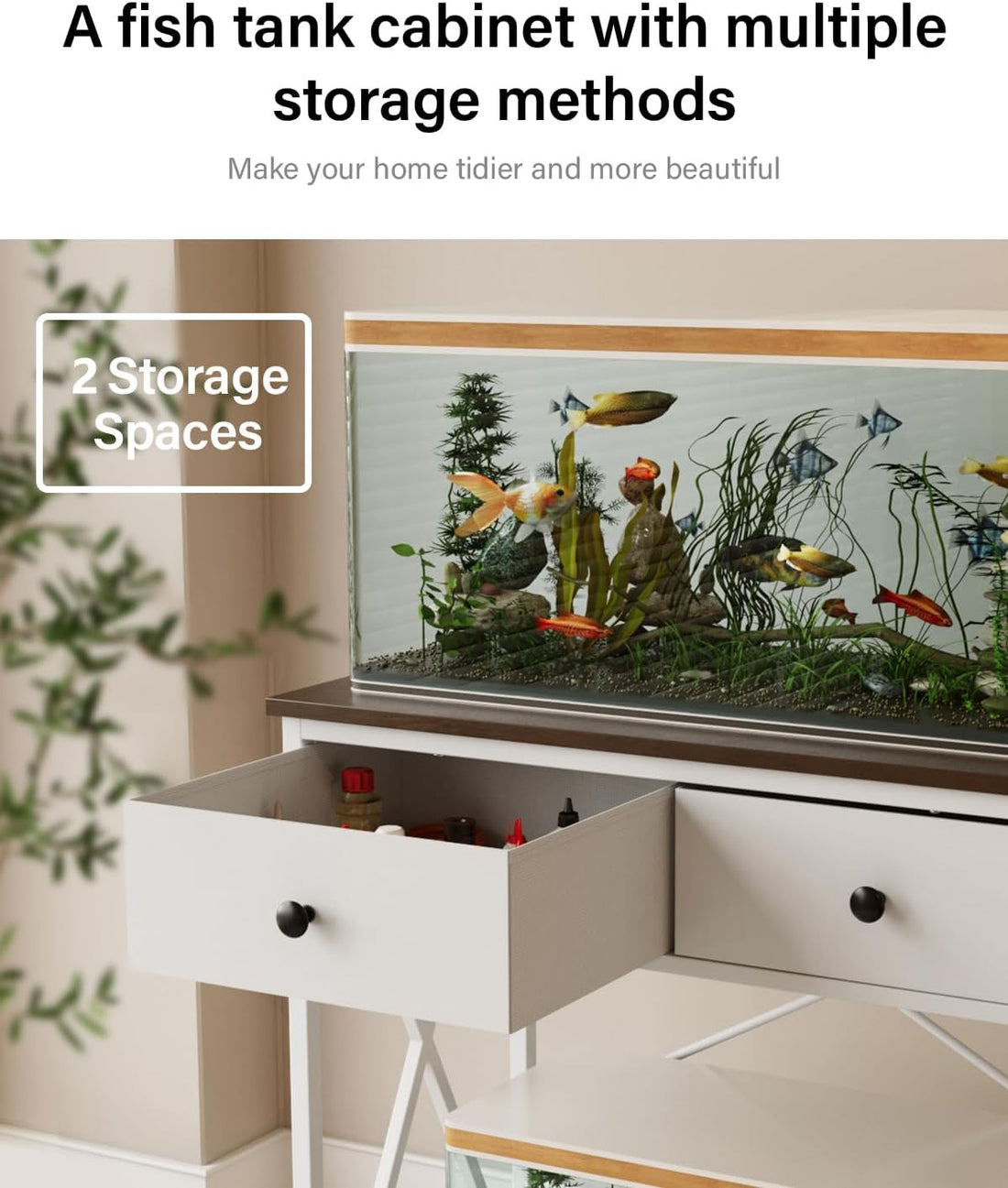 Fish Tank Stand with Drawer,20-29 Gallon Aquarium Stand Easy Assemble