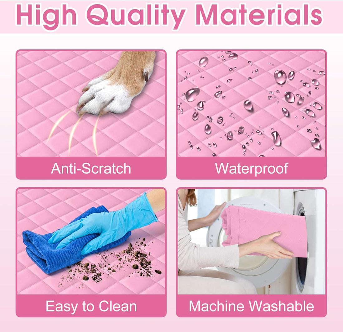 Waterproof Dog Car Seat Cover for Back Seat, Pet Hammock-S, Pink/Grey