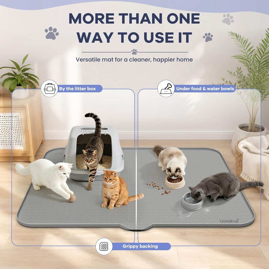 Cat Litter Mat, XL 47 x 37 in Extra Large Silicone Litter Box Mat