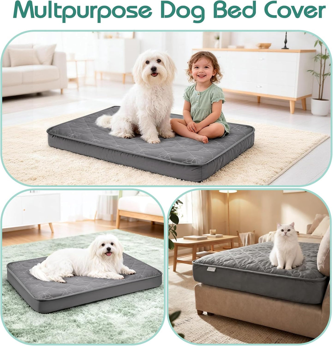 Dog Bed Cover with Waterproof TPU Backing,36" x 27",Cover Only