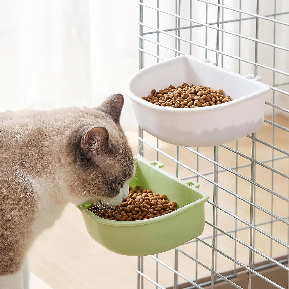 2PCS Pet Carrier Feeder, Hanging Pet Bowl Plastic Cage Cups