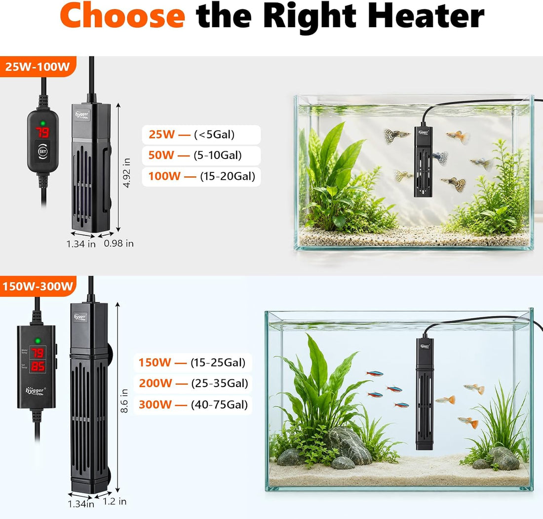 hygger 150W Submersible Aquarium Heater, Adjustable Fish Tank Heater