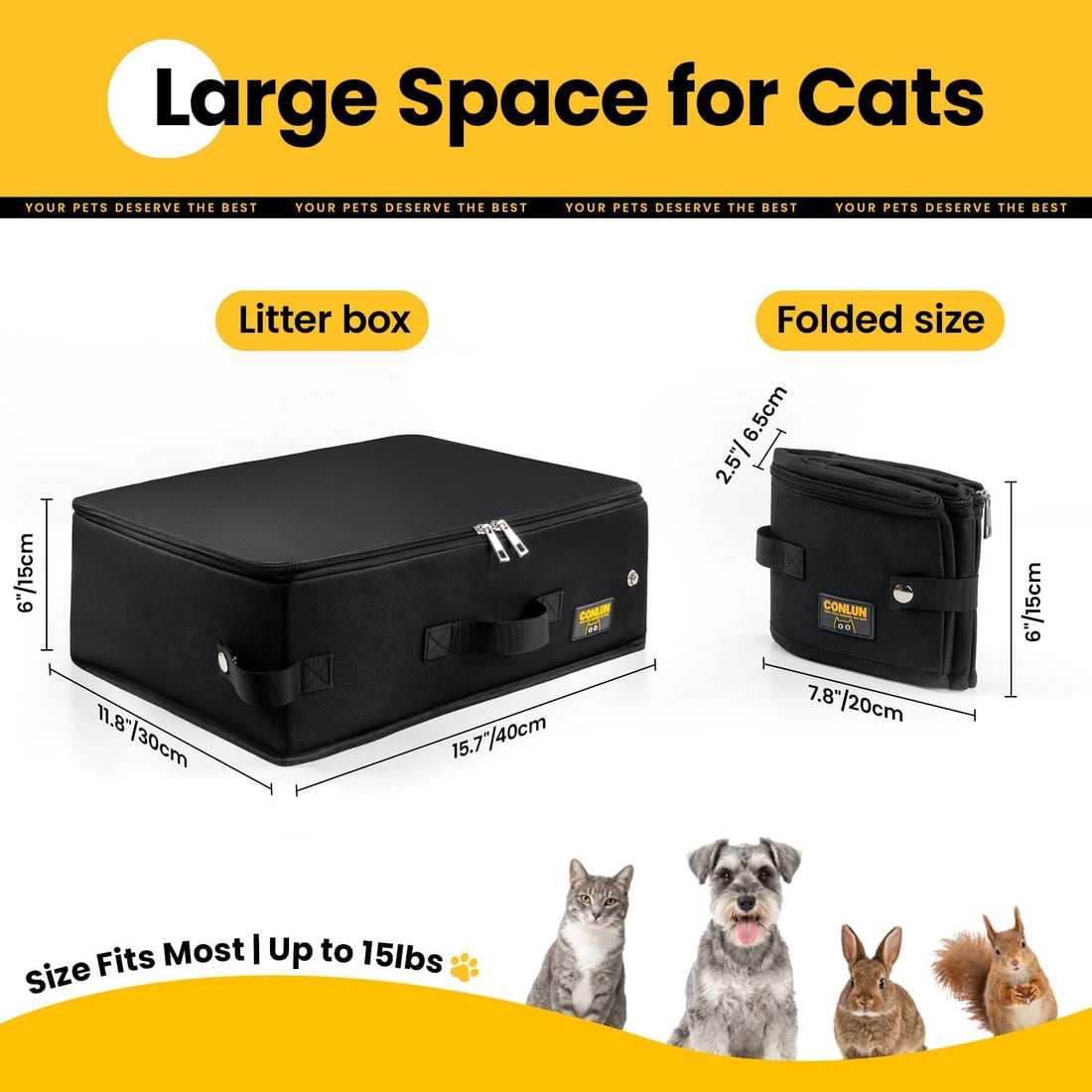 Conlun Portable Cat Litter Box for Travel, Foldable Leak-Proof