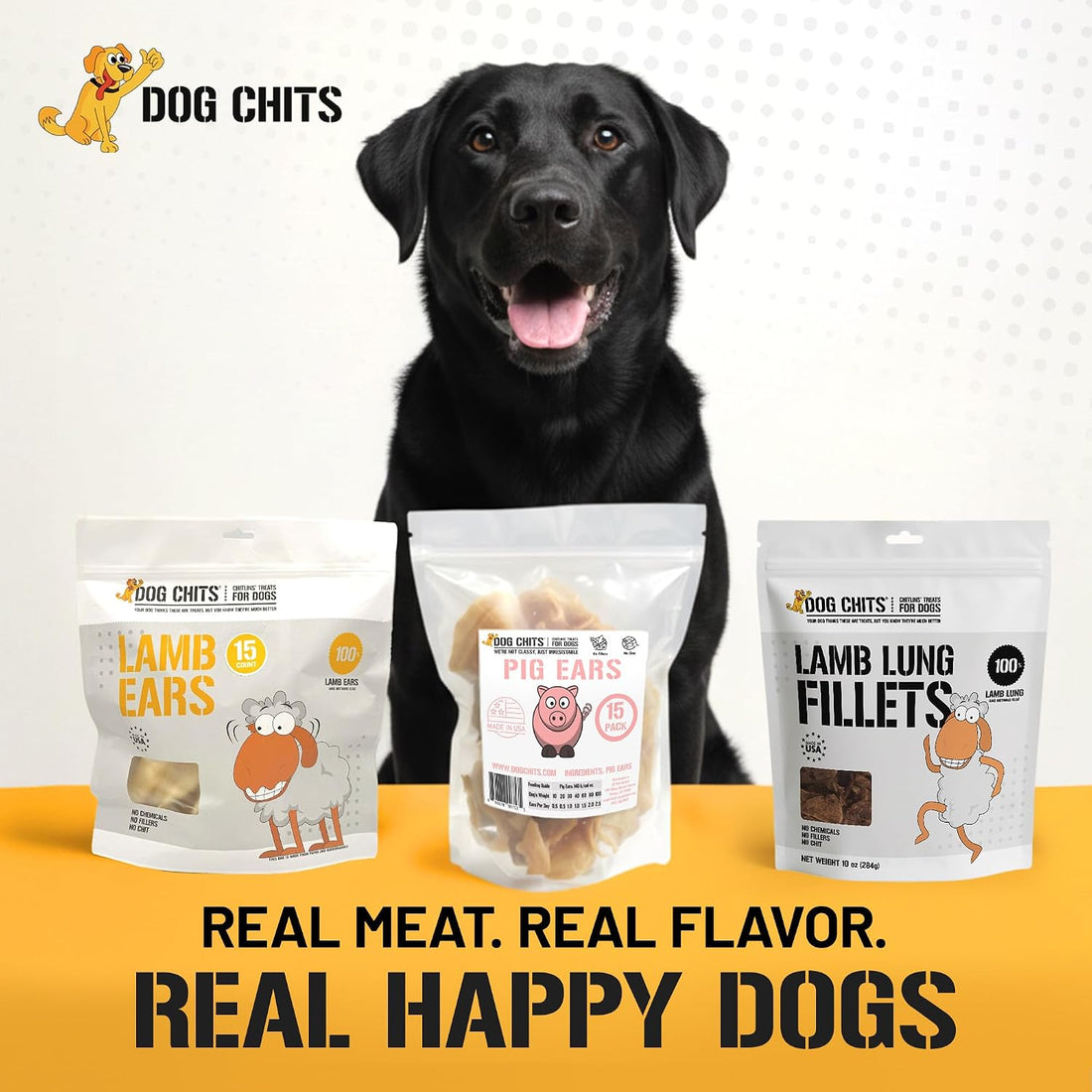 Dog Chits Lamb Ears for Dogs – for Large, Medium Dogs – 25 Pack
