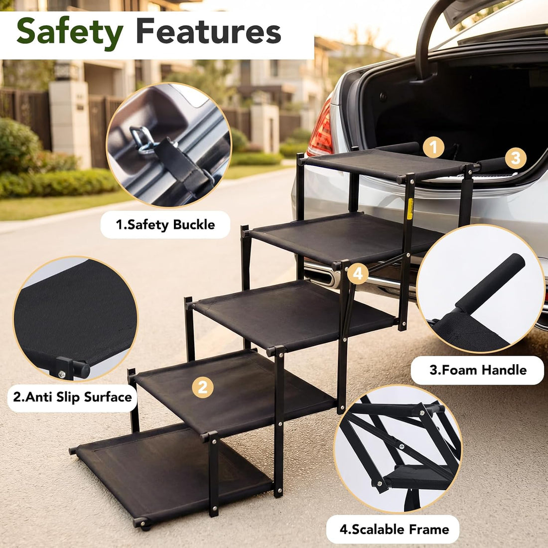 Dog Ramp for Car, Foldable Dog Stairs for Small Dogs