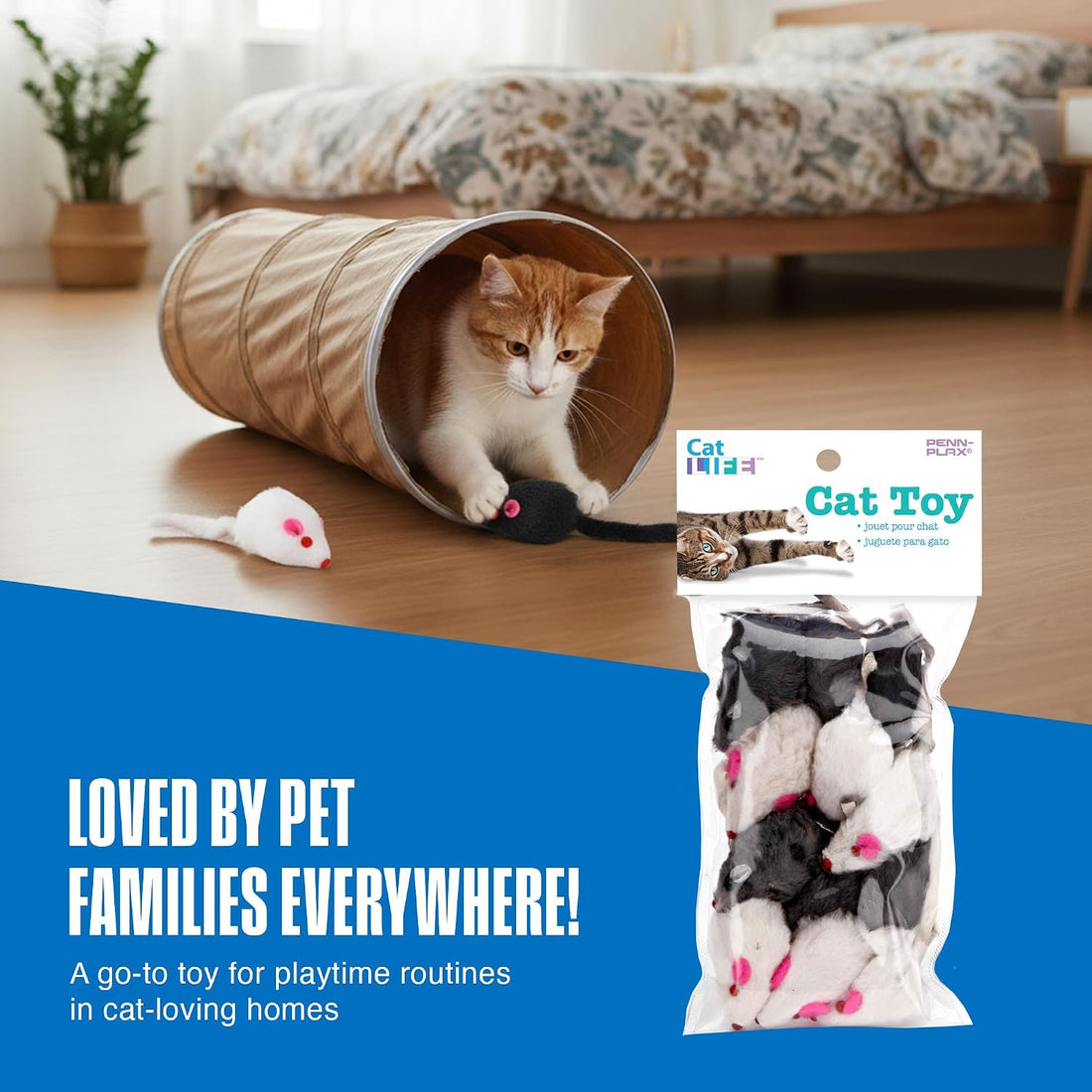 Penn-Plax Play Fur Mice Cat Toys, 12 Pack
