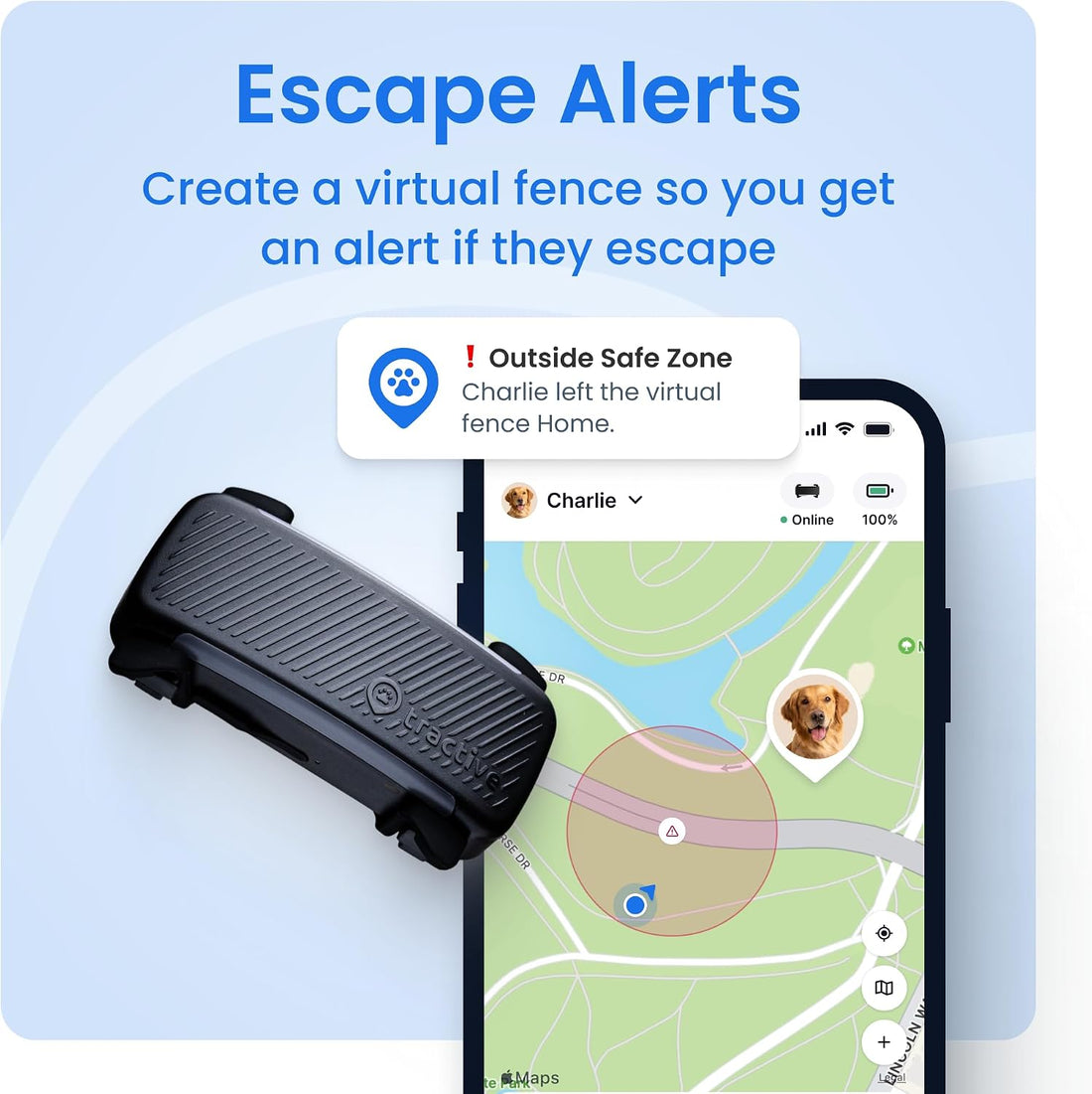 Tractive Smart Dog GPS Tracker | Live Pet Tracker with Virtual Fence