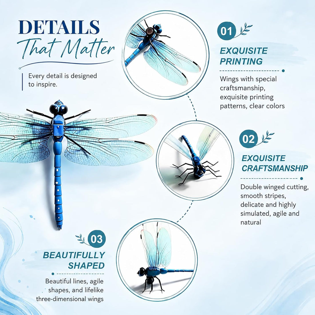 3D Realistic Dragonfly Clips- 12pack Fake Dragonflies Plastic
