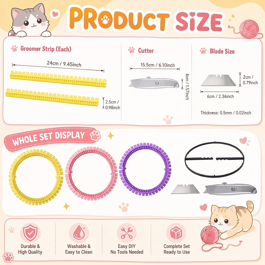 3 Pcs Cat Self Groomer Arch for Cardboard Boxes House