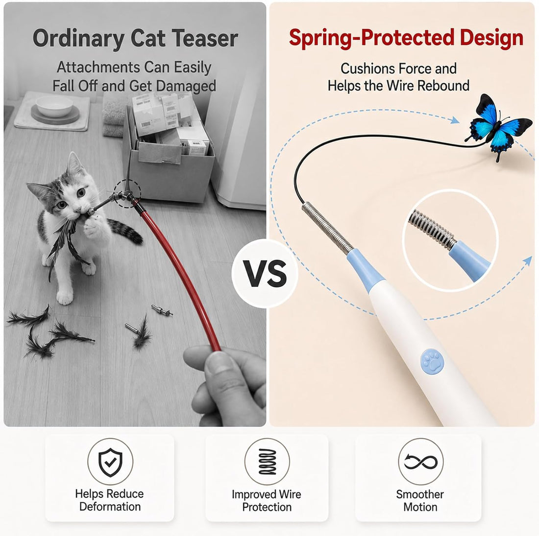 Interactive Butterfly Cat Toy Dual Mode Suction Wand Indoor Cats
