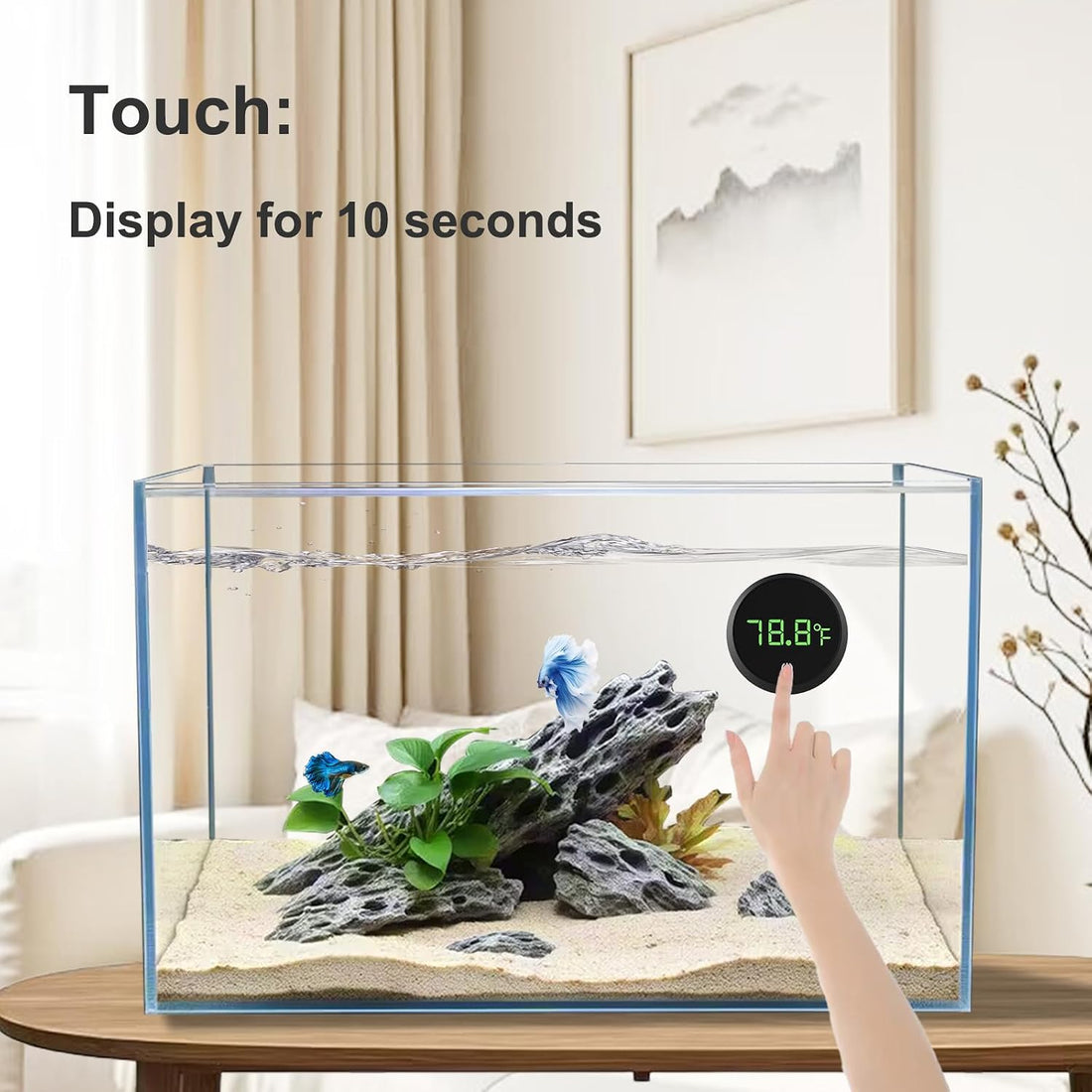Carefree Fish Replaceable Battery Digital Aquarium Thermometer