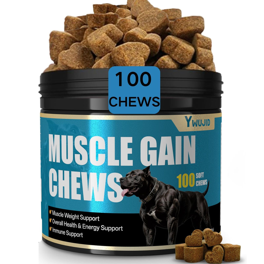 YWUJID Muscle Gain Chews Dog Weight Gainer Supplements with High