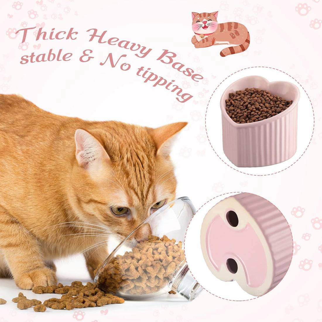 Mumufy 2 Pcs Ceramic Elevated Cat Bowls Tilted Elevated Raised Pet
