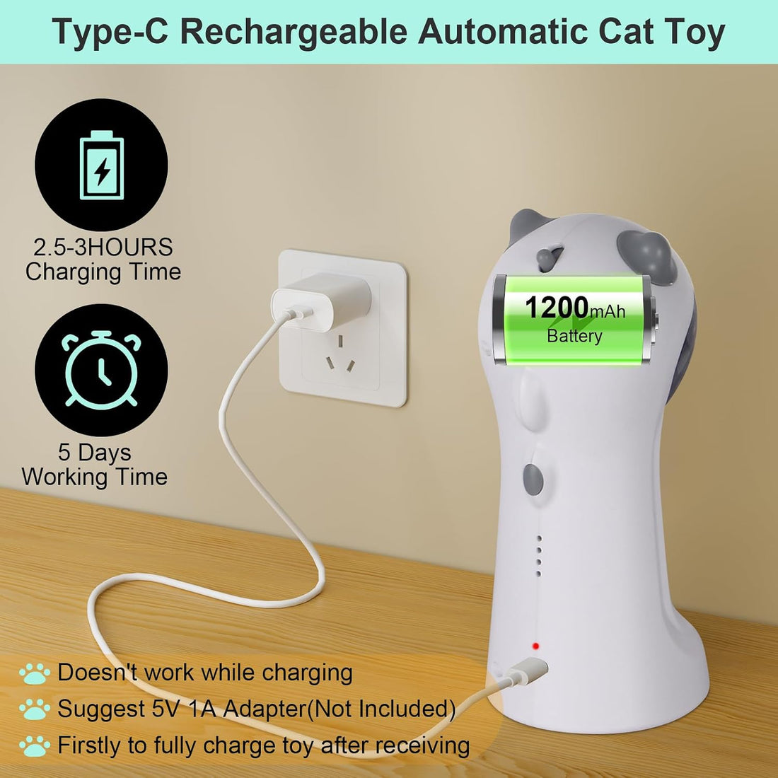 TBTeek Cat Toy, Automatic Motion-Activated, 5 Fun Patterns