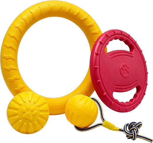 4 Pack Floating Dog Toy Set, EVA Fetch Combo for Large Dogs
