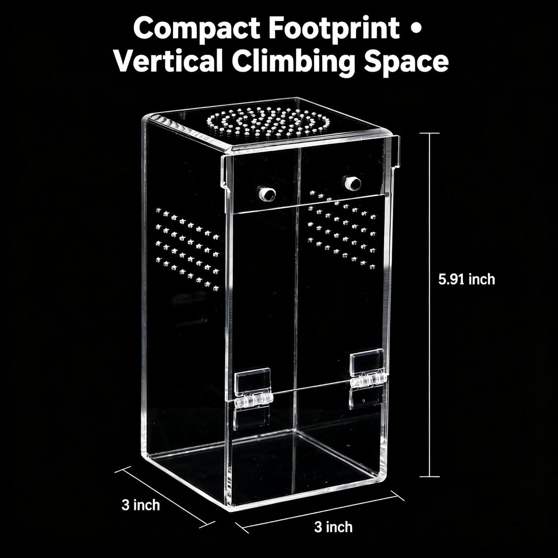 Jumping Spider Enclosure,Clear Acrylic,Pre-Assembled,3x3x5.9inch