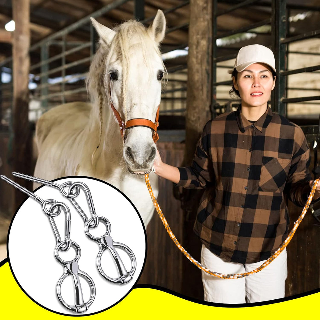 Dunzy 2 Sets Horse Tie Ring, Horse Tack and Supplies Horse Training