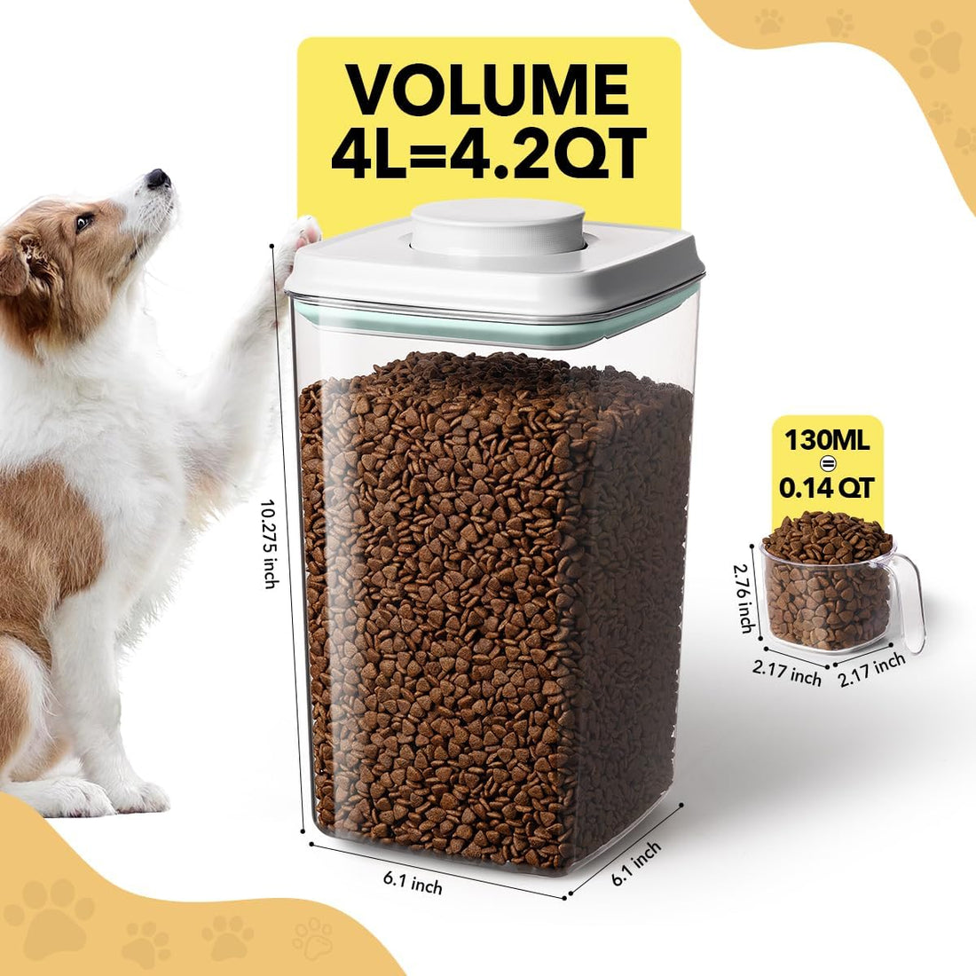 Ankou Dog Food Storage Container with 130ml Scoop