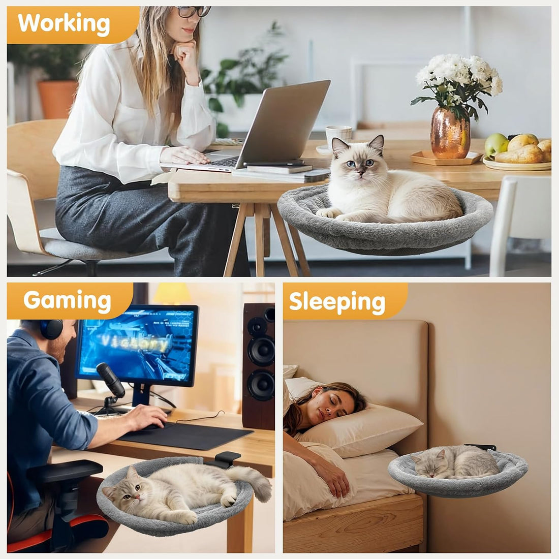 17.3" Extra Large Cat Desk Bed Cat Desk Hammock for Home Office Holds